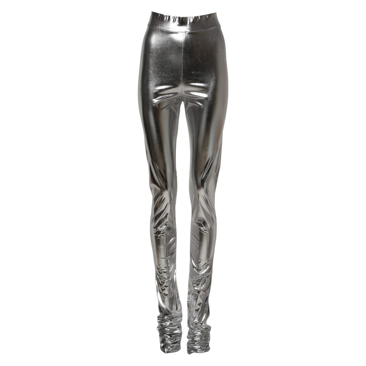 Dolce & Gabbana – Schmal geschnittene Leggings aus Polyester in Metallic-Silber