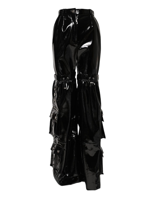 Dolce & Gabbana – Schwarze Cargo-Bootcut-Hose mit hoher Taille