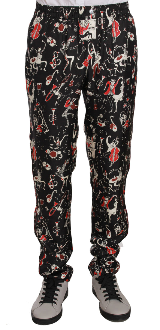 Rote Nachtwäschehose mit Musikinstrumenten-Print von Dolce & Gabbana