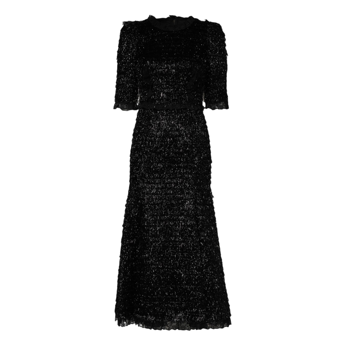 Dolce & Gabbana – A-Linien-Midikleid aus Polyester in Metallic-Schwarz