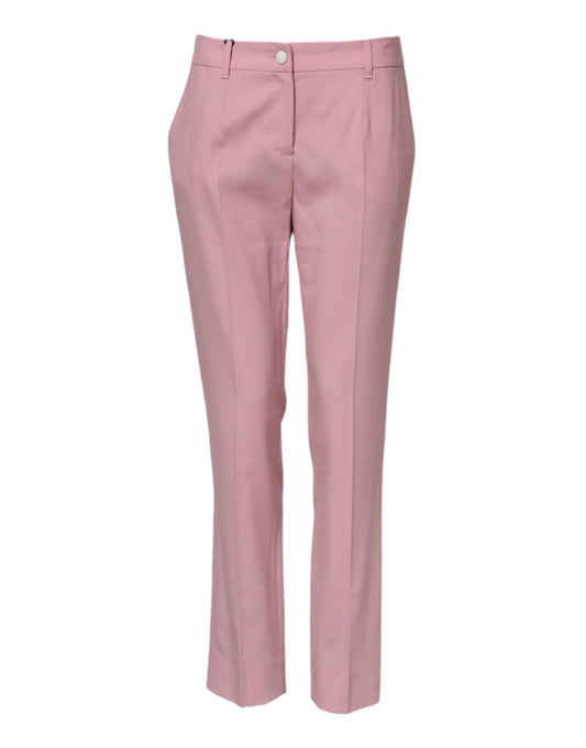 Dolce & Gabbana – Karottenhose aus Wolle mit mittlerer Taille in Rosa