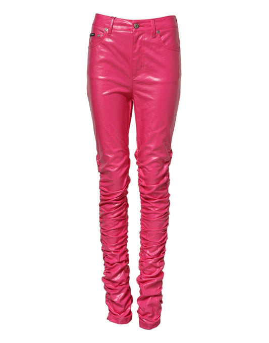 Dolce & Gabbana – Skinny-Jeans aus rosa Baumwolle mit hoher Taille
