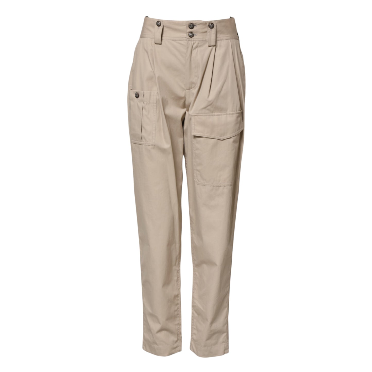 Dolce & Gabbana Beige Baumwollhose mit hoher Taille