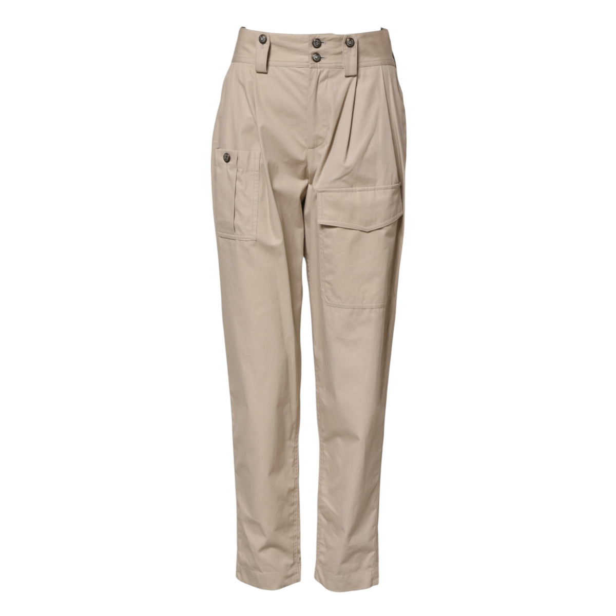 Dolce & Gabbana Beige Baumwollhose mit hoher Taille