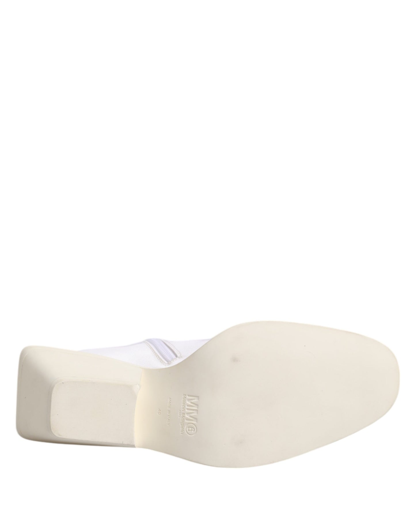 Maison Margiela – Weiße Stiefeletten mit quadratischem Absatz und Reißverschluss