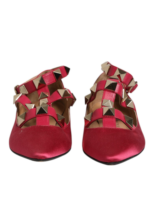 Prosperine – Ballerinas mit spitzer Zehenpartie und Nieten in Rot und Gold