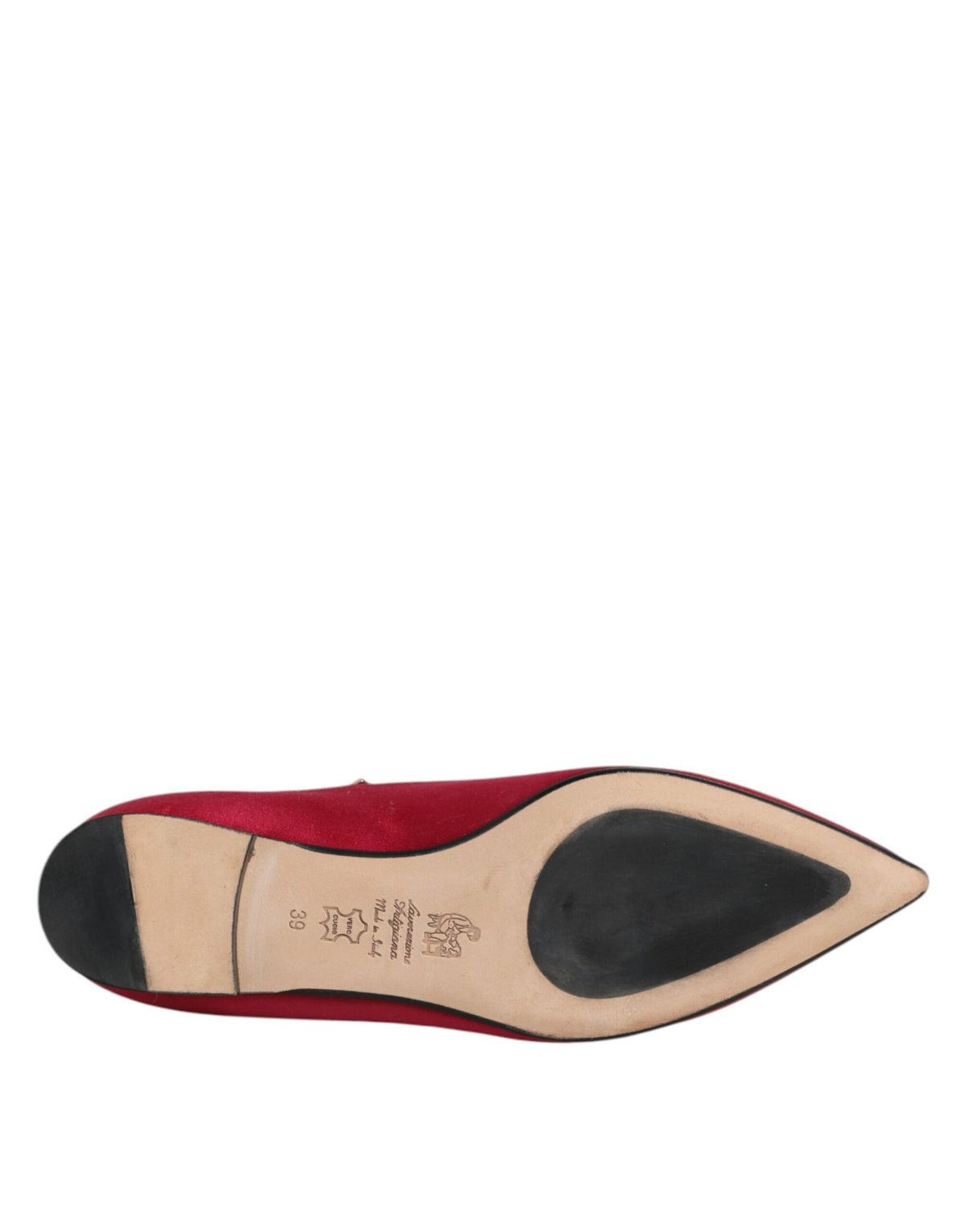 Prosperine – Ballerinas mit spitzer Zehenpartie und Nieten in Rot und Gold