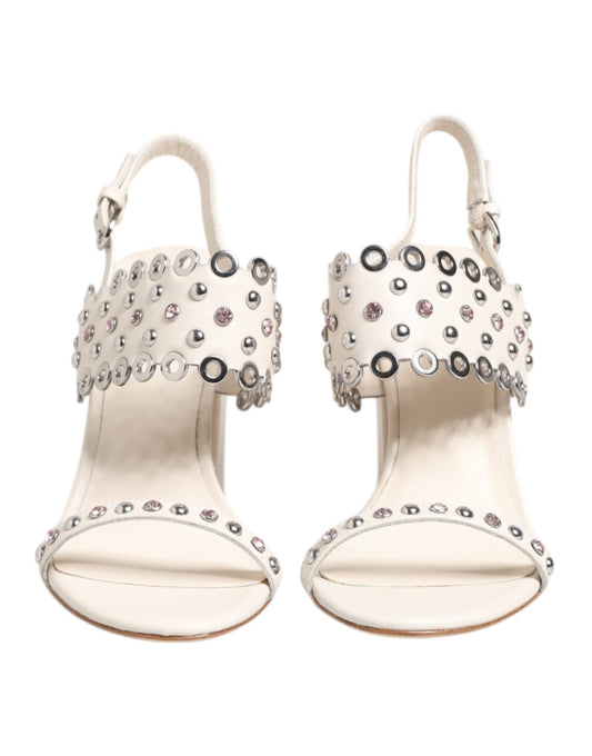 ASH – Weiße Sandalen mit Blockabsatz und Nieten