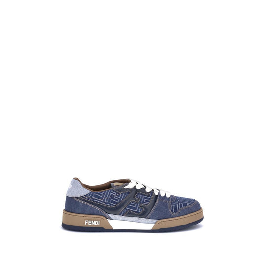 Fendi Blaue Baumwoll-Sneaker mit niedrigem Schaft