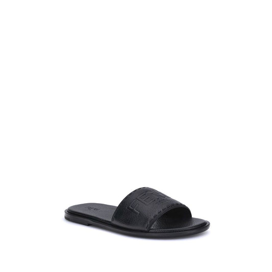 Fendi Sandalen aus schwarzem Kalbsleder, Modell Bos Taurus