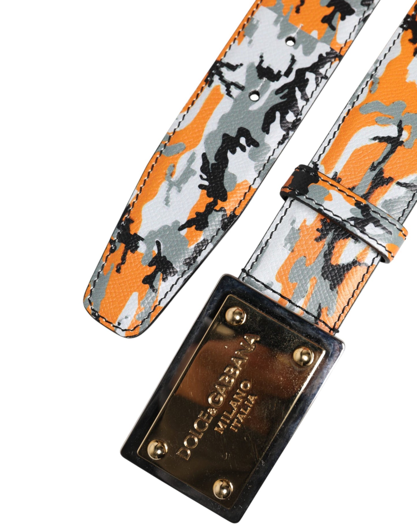Dolce & Gabbana Gürtel mit mehrfarbiger Camouflage-Logoschnalle aus Metall