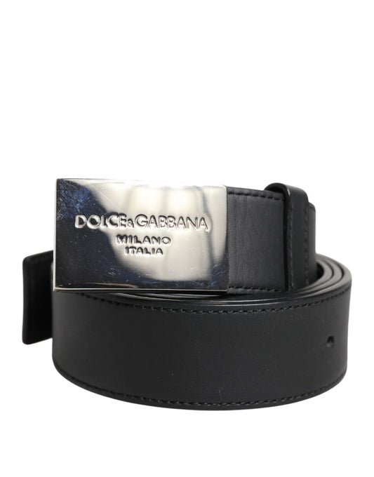 Dolce & Gabbana – Schwarzer Ledergürtel mit Metall-Logoschnalle