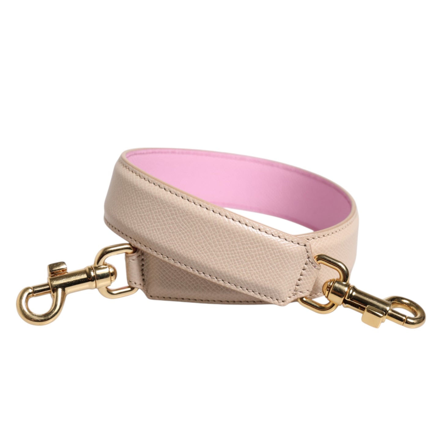 Dolce & Gabbana Beige Pink Leder Handtasche Zubehör Schultergurt