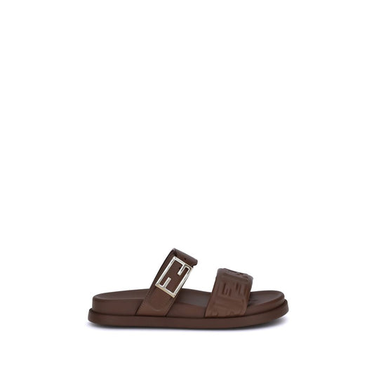 Fendi Braune Kalbsleder-Sandalen Modell Bos Taurus