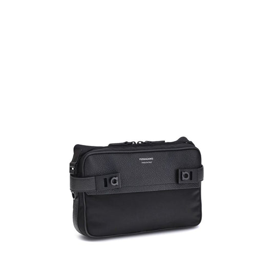 Ferragamo Schultertasche aus schwarzem Kalbsleder (Bos Taurus)