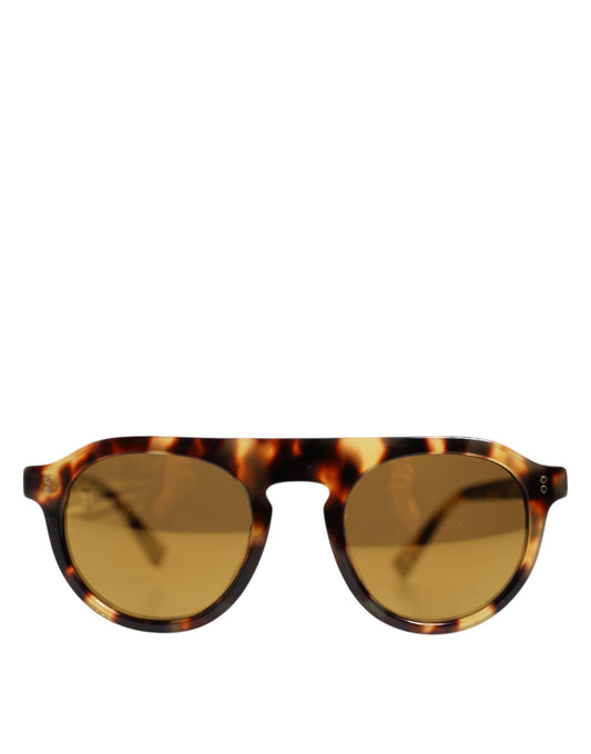 Dolce & Gabbana – Runde Sonnenbrille aus Azetat mit Leopardenmuster in Braun