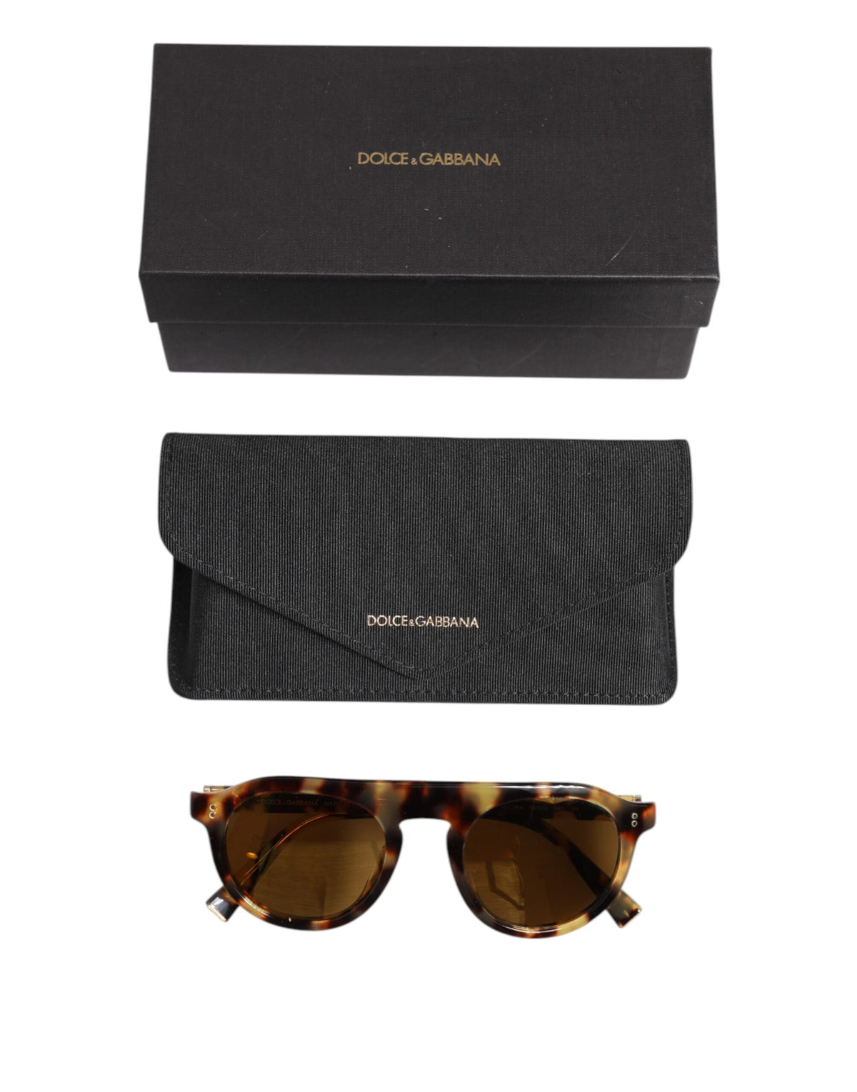 Dolce & Gabbana – Runde Sonnenbrille aus Azetat mit Leopardenmuster in Braun