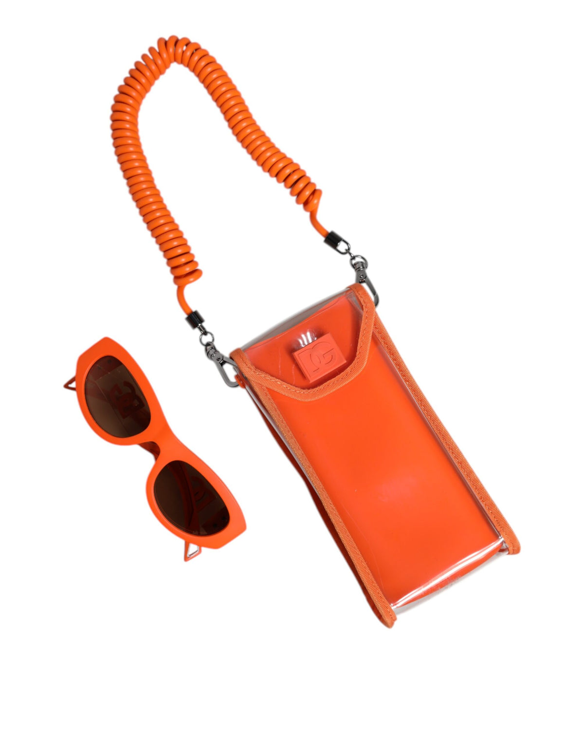 Dolce & Gabbana – Orangefarbene Sonnenbrille „Reborn To Live“ mit ovalem Rahmen und Logo