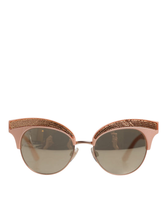 Dolce & Gabbana – Verspiegelte Cat-Eye-Sonnenbrille mit Pailletten in Roségold DG6109