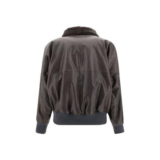 Brunello Cucinelli Lederjacke in Braun