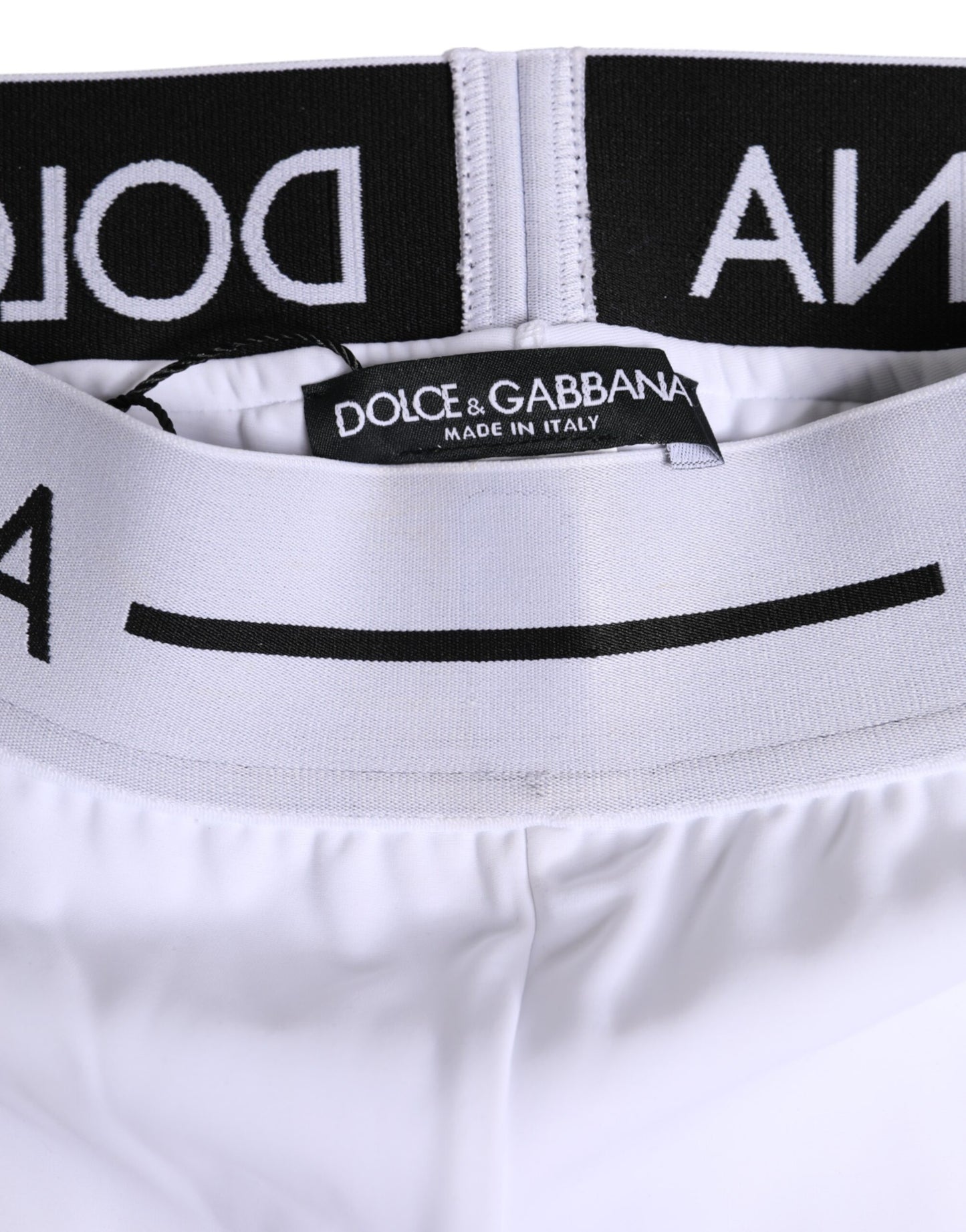 Dolce & Gabbana – Weiße Boxershorts aus Nylon mit Logobund