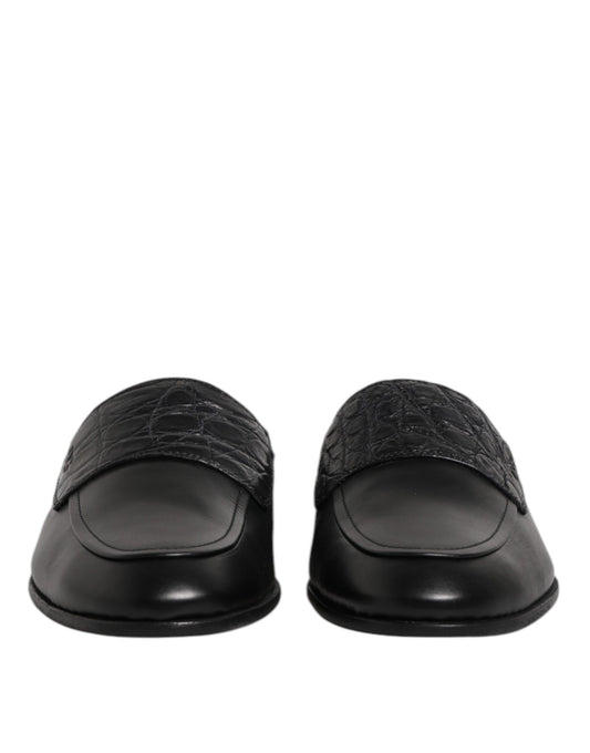 Dolce & Gabbana – Slipper aus schwarzem Kalbsleder