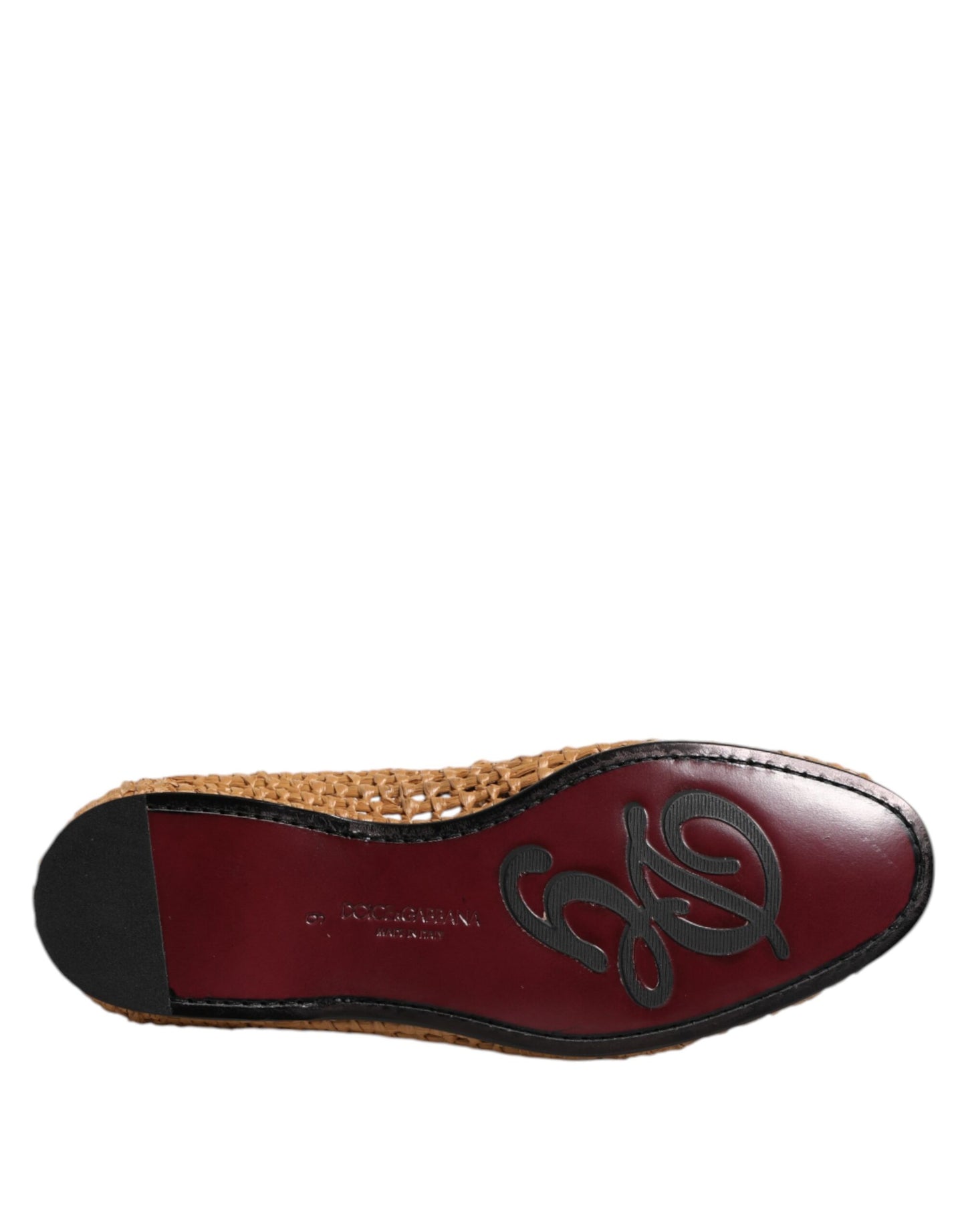 Dolce & Gabbana – Slipper aus gewebtem Bast in Braun