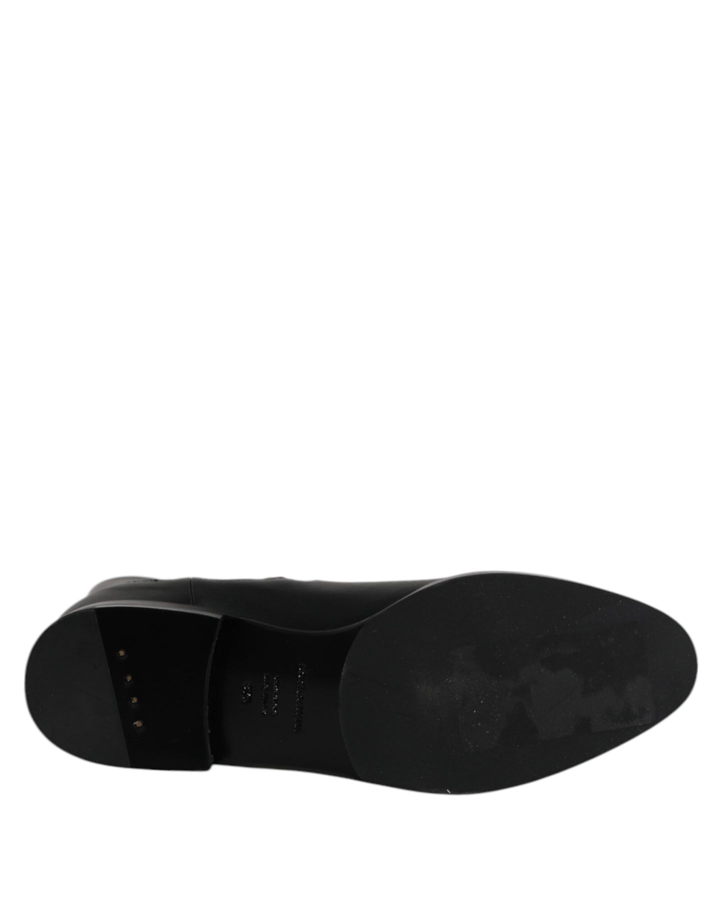 Dolce & Gabbana Schwarze Leder-Flats Logo Kurze Stiefel Schuhe