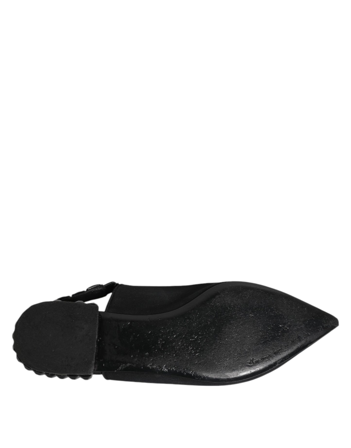 Dolce & Gabbana – Schwarze Slingback-Schuhe aus Charmeuse mit Kristallen