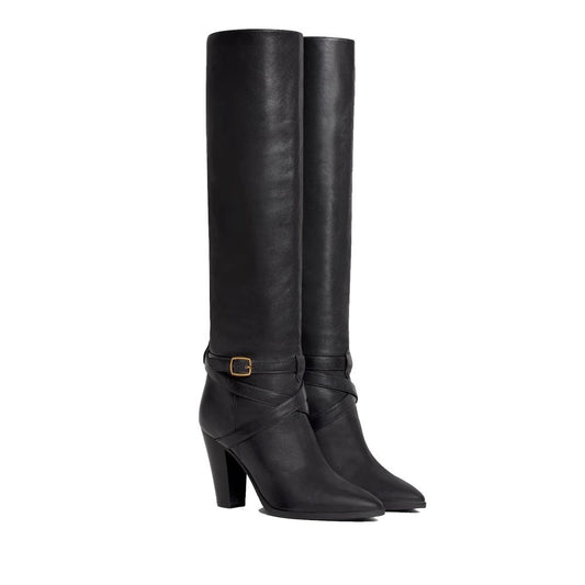Celine Stiefel mit hohem Absatz aus schwarzem Kalbsleder