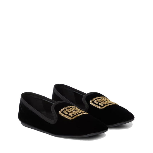 Miu Miu – Samt-Ballerinas mit Logo