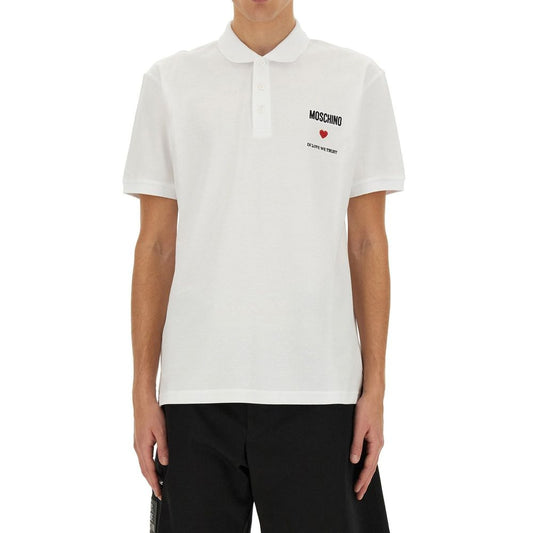Moschino Couture White Cotton Polo Shirt