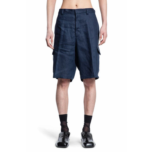 Prada Blaue Leinen-Bermudashorts