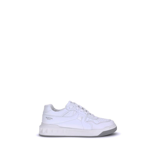 Valentino Garavani Weiße Kalbsleder-Sneaker Bos Taurus mit niedrigem Schaft