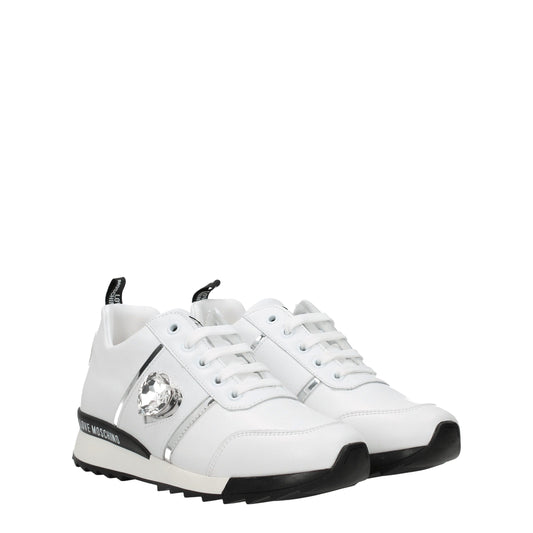 Love Moschino Sneaker aus weißem Leder mit niedrigem Schaft