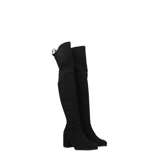 Stuart Weitzman Overknee-Stiefel aus schwarzem Leder