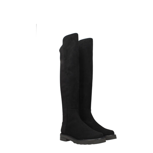 Stuart Weitzman Overknee-Stiefel aus schwarzem Leder