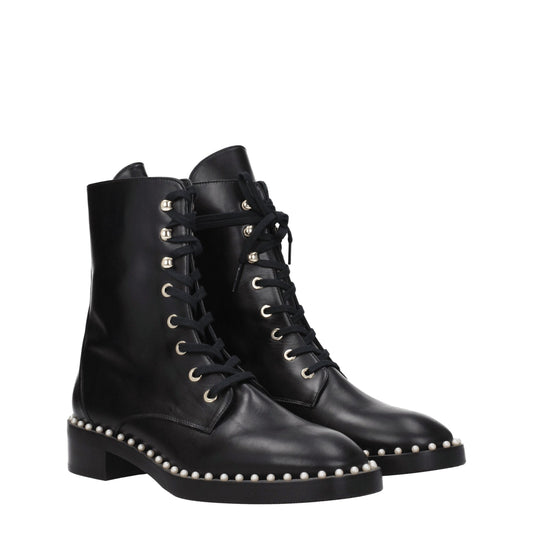 Stuart Weitzman – Schwarze Lederstiefeletten
