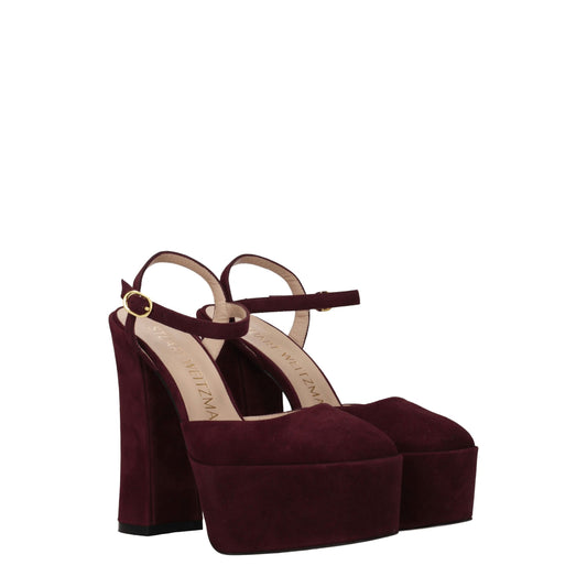 Stuart Weitzman rote Leder-Plateausandalen