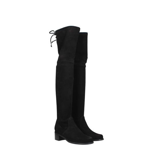 Stuart Weitzman Overknee-Stiefel aus schwarzem Leder