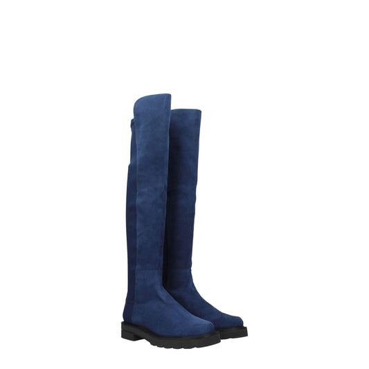 Stuart Weitzman, blaue Overknee-Stiefel aus Leder