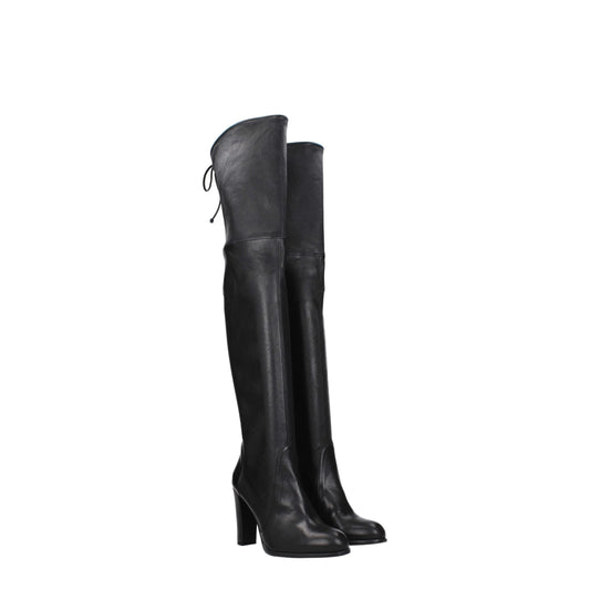Stuart Weitzman Overknee-Stiefel aus schwarzem Leder