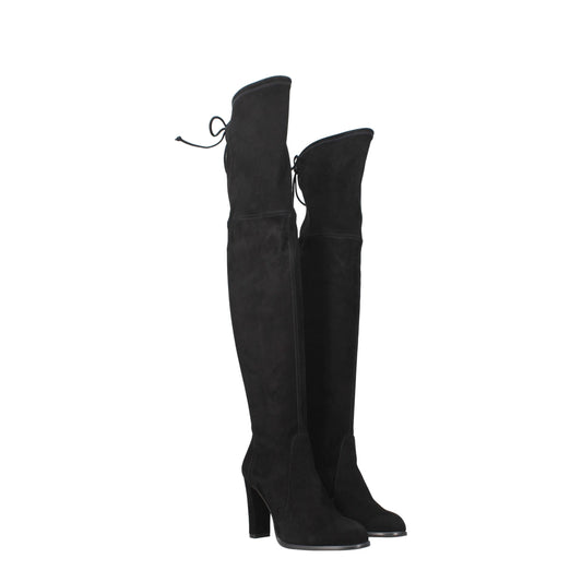 Stuart Weitzman Overknee-Stiefel aus schwarzem Leder