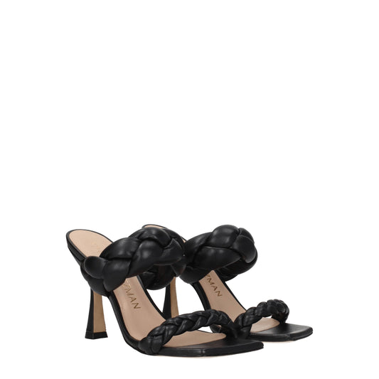 Schwarze Leder-Stiletto-Sandalen von Stuart Weitzman