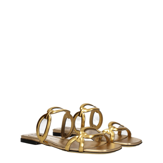 Valentino Garavani Slipper aus goldfarbenem Leder