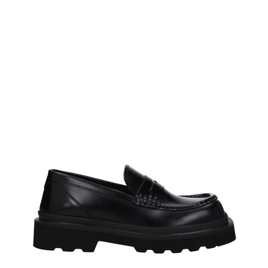 Dolce & Gabbana – Slipper aus schwarzem Leder