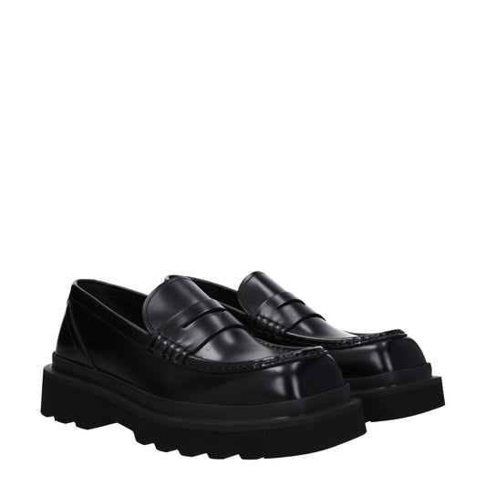 Dolce & Gabbana – Slipper aus schwarzem Leder