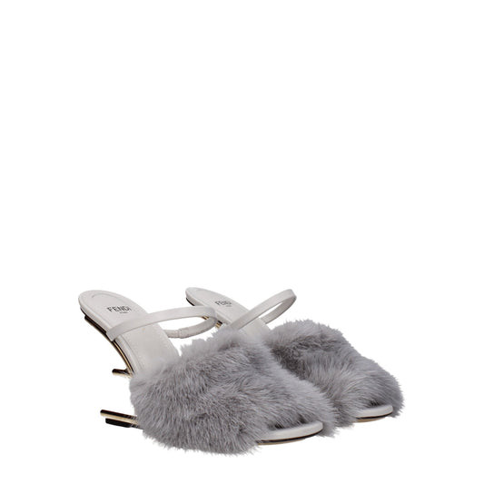 Fendi Graue Nerz-Hausschuhe