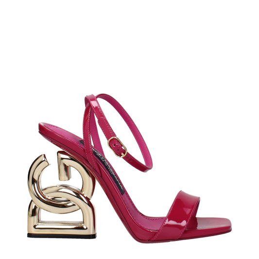 Dolce & Gabbana Sandalen aus rosafarbenem Leder mit Stiletto-Absatz