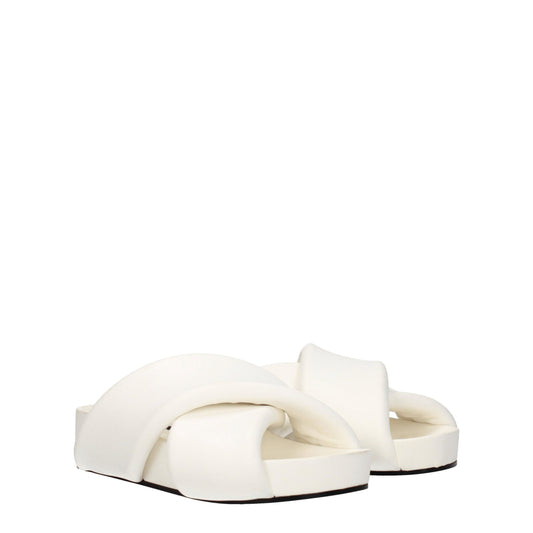 Jil Sander Weiße Leder-Slipper